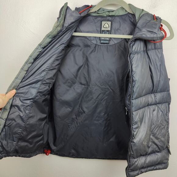 Vintage Y2K Nike ACG Down Puffer Vest Womens Small Dark Blue Full Zip Hooded - Picture 7 of 14
